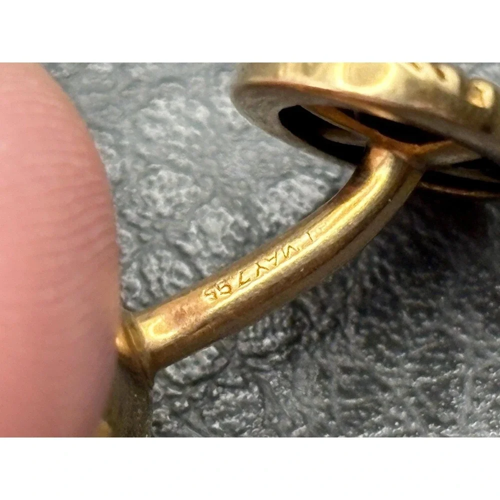 Vintage 14K Solid Yellow Gold Cufflinks Antique Geometric Details READ